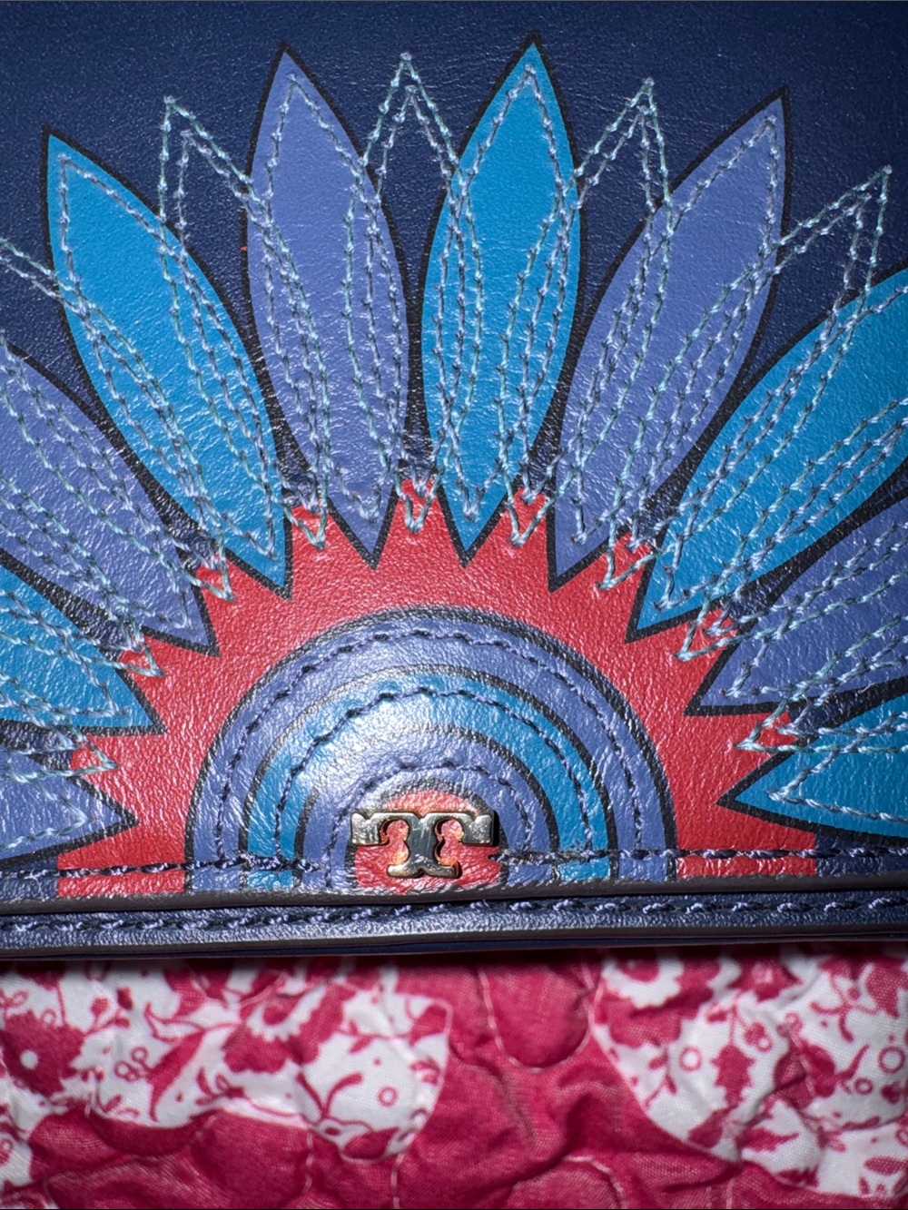 Tory Burch Black Mini Crossbody with Teal and Gray Sunburst - Picture 11 of 11